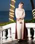 Elegant Crushed Satin Color-Block Maxi Dress 63071